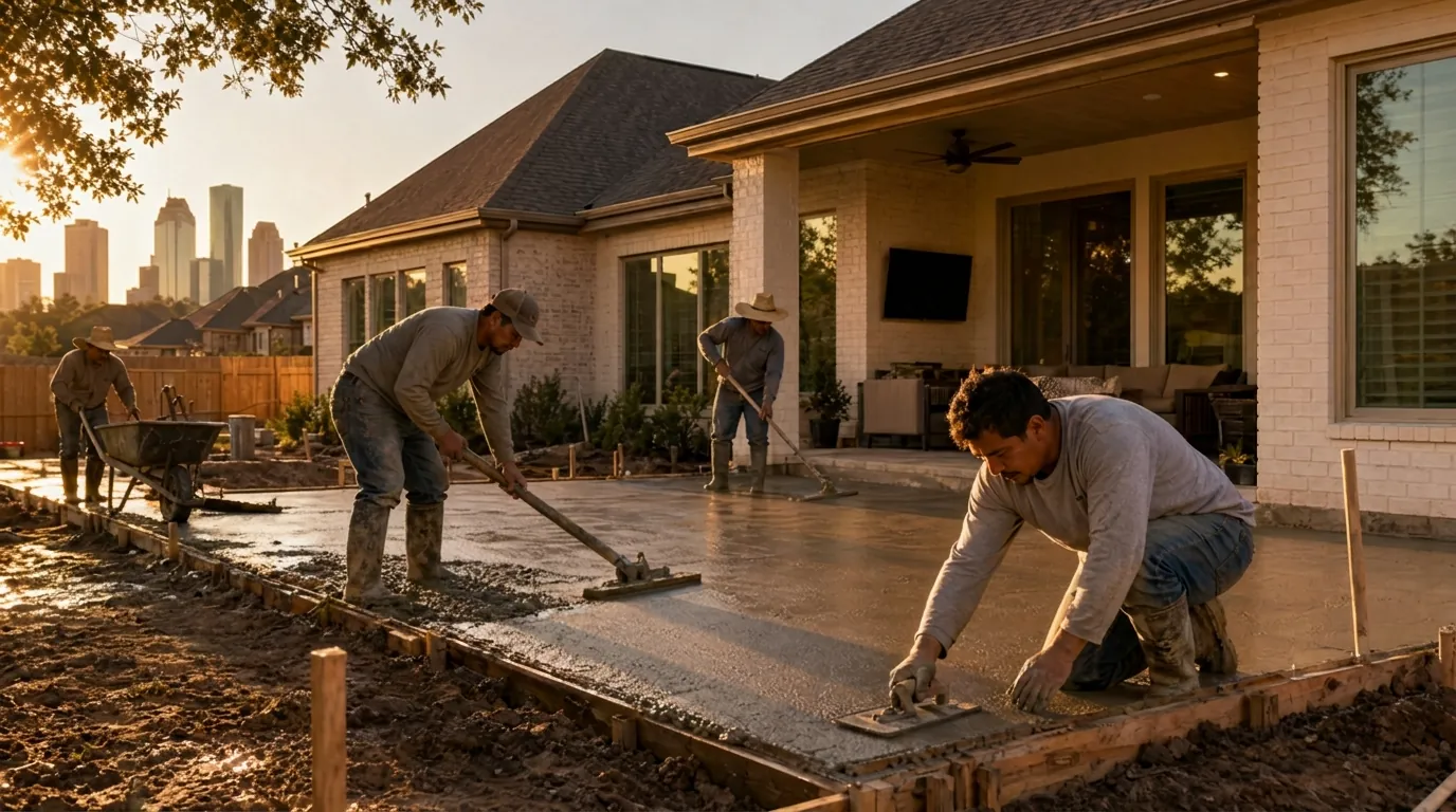 New concrete driveway poured for a Houston home